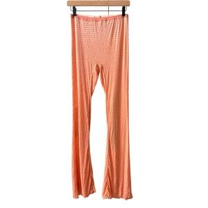 SKIMS Sheer After Hours Velvet Logo Pattern Flared Leggings Peach Coral  Size M